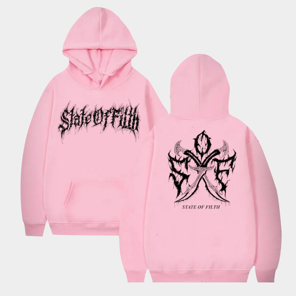 State Of Filth Merch Pink Mosh Hoodie State Of Filth Hoodie Gift Ideas For Her-1