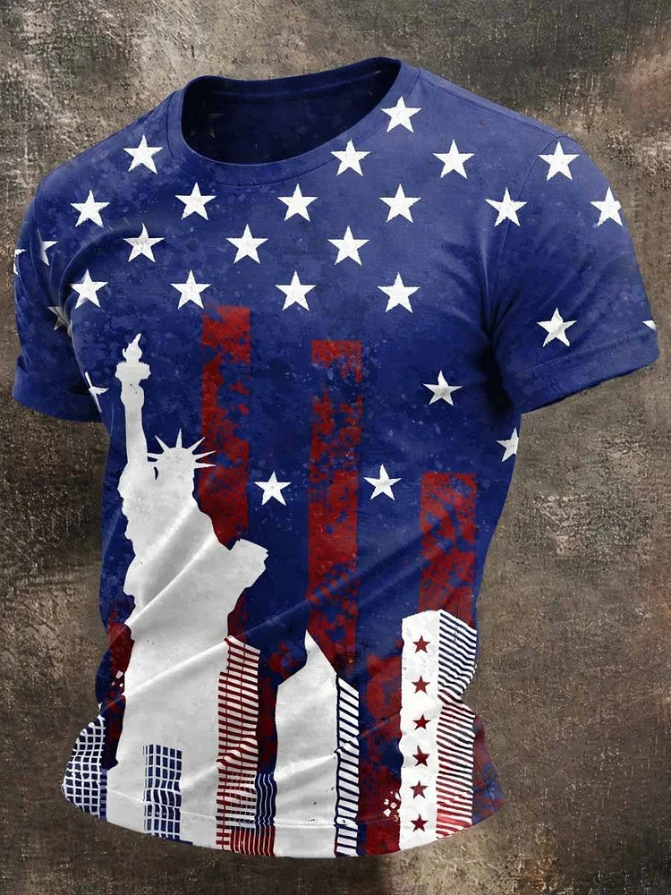 Statue Of Liberty Stars And Stripes T-Shirt Mens Graphic Tees 250th Anniversary Patriotic Gift