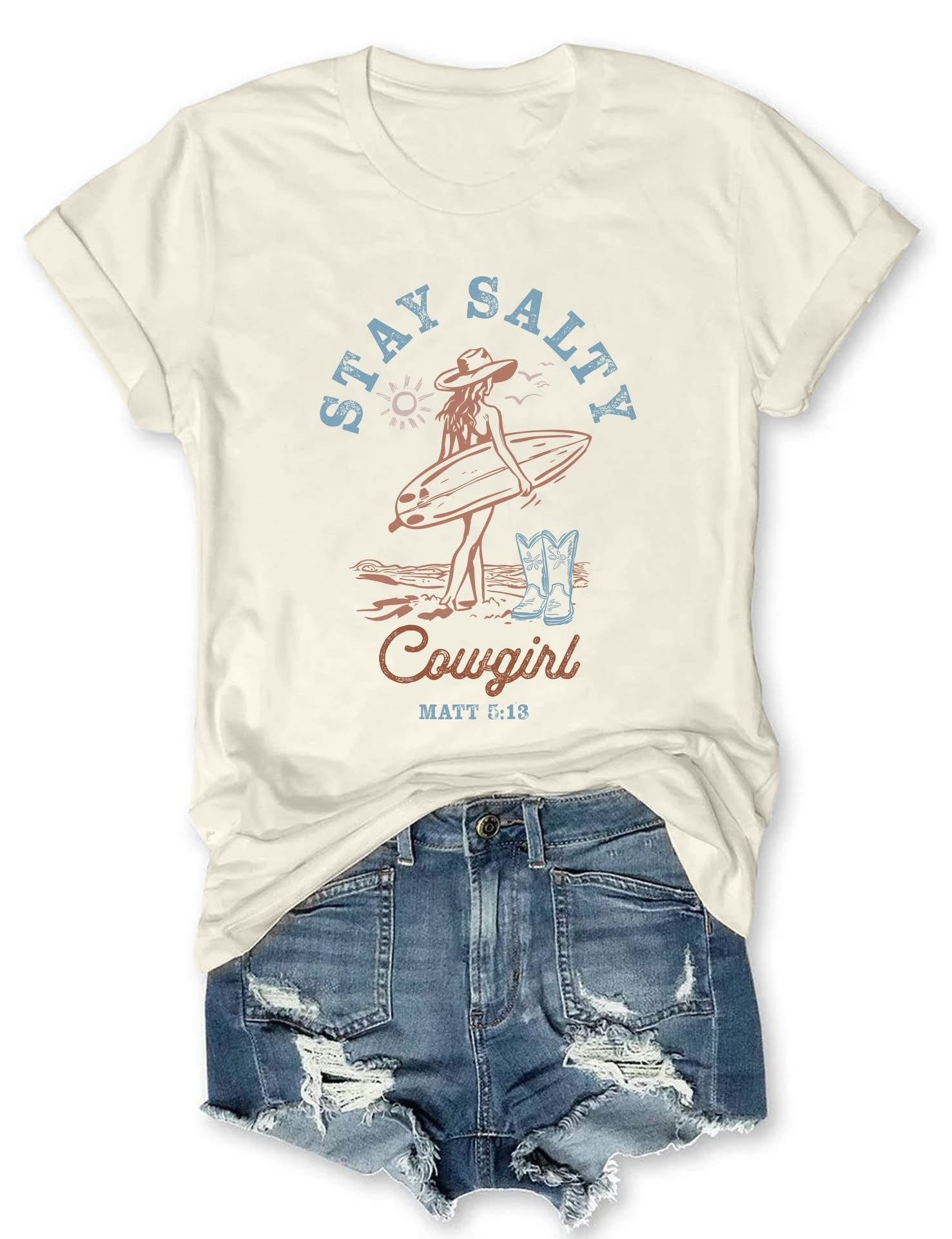 Stay Salty Cowgirl Matt 5 13 Women's T-shirt Summer Gifts For Girlfriend
