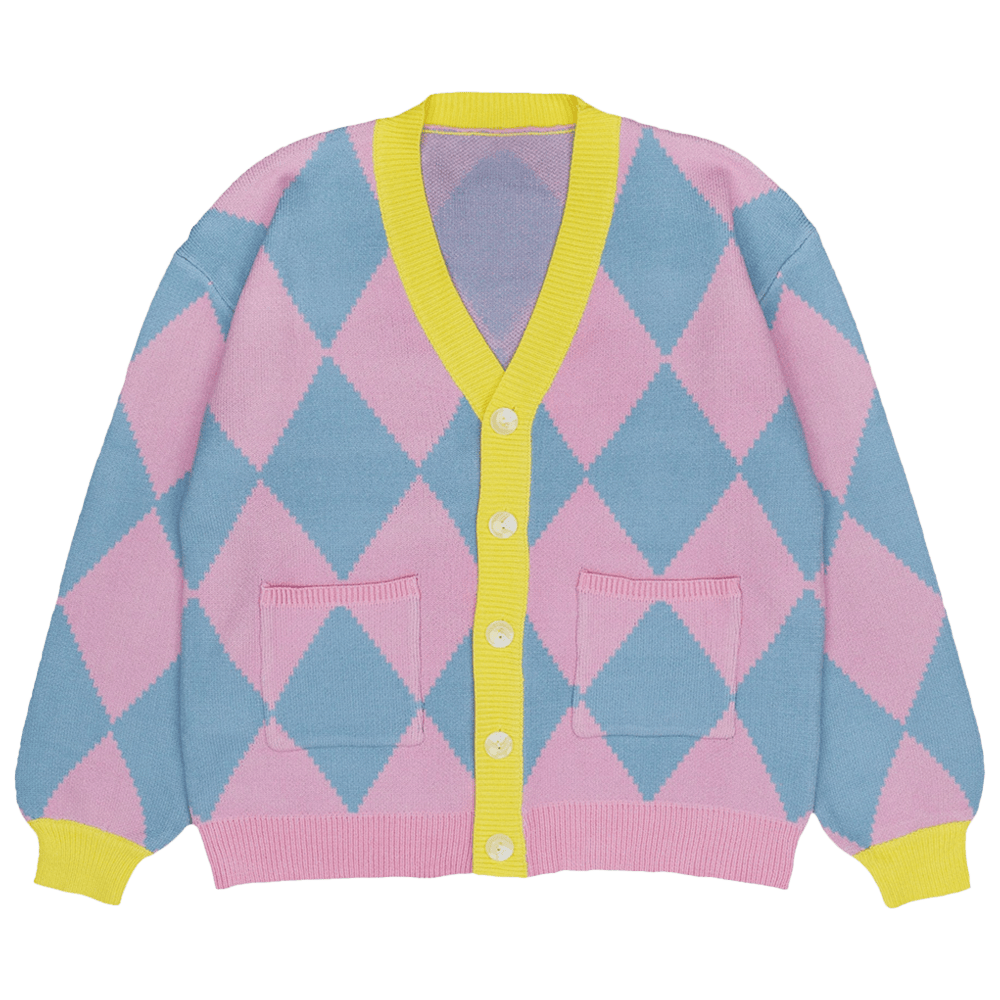 Steady Hands Merch Blue and Pink Argyle Cardigan Gifts For Mother