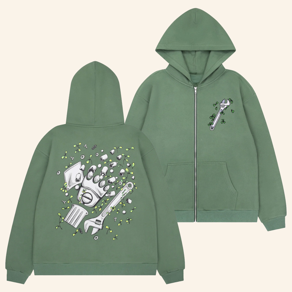 Steady Hands Merch Mechanic Zip Hoodie Present For Girlfriend