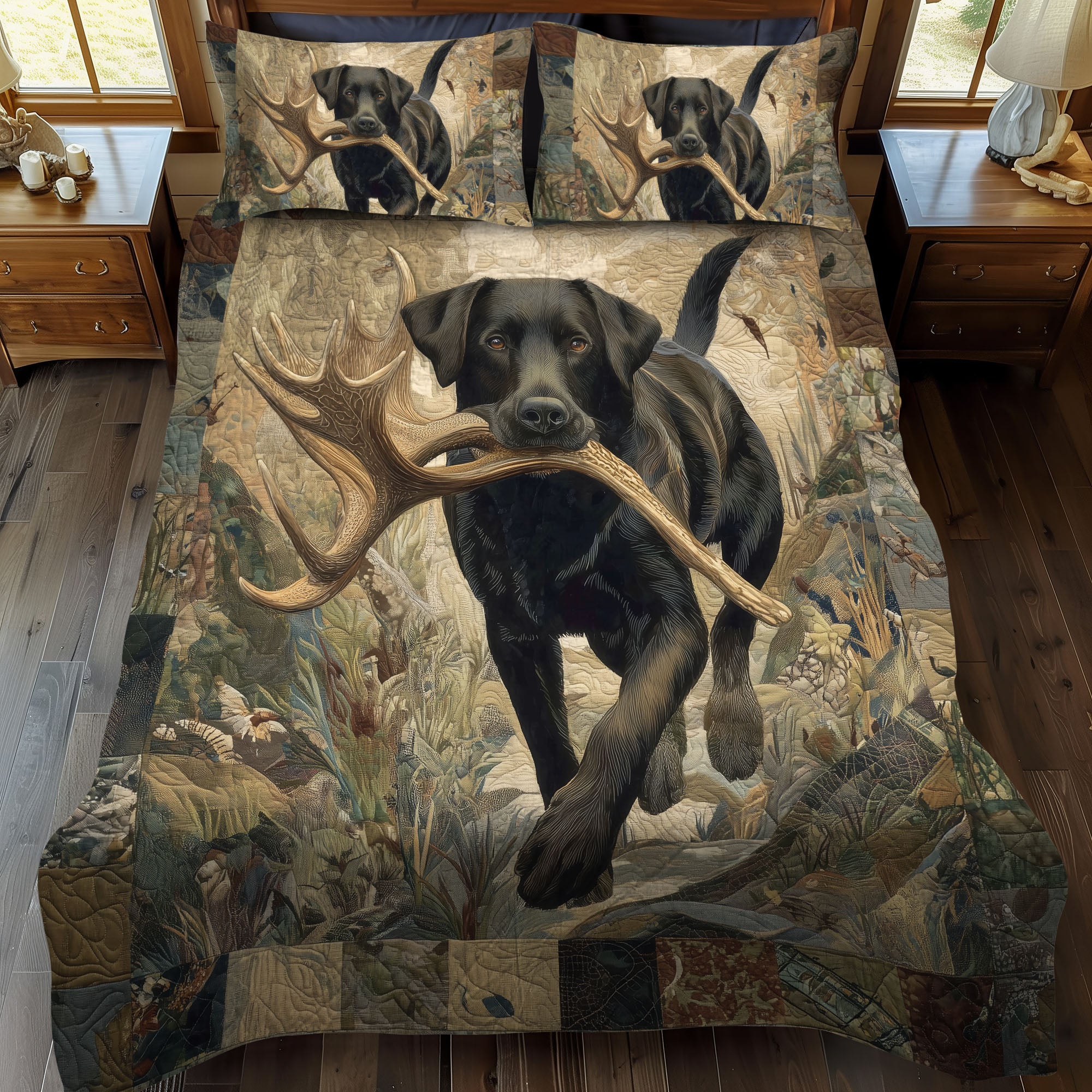 Stealth Hunter Quilted Bedding Set Cute Room Decor Christmas Gifts For Labrador Lovers