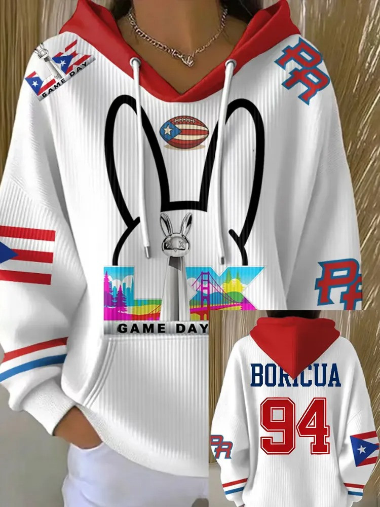 Steelers Bad Bunny Hoodie Women Football Music Fan Casual Best Gift For Fans