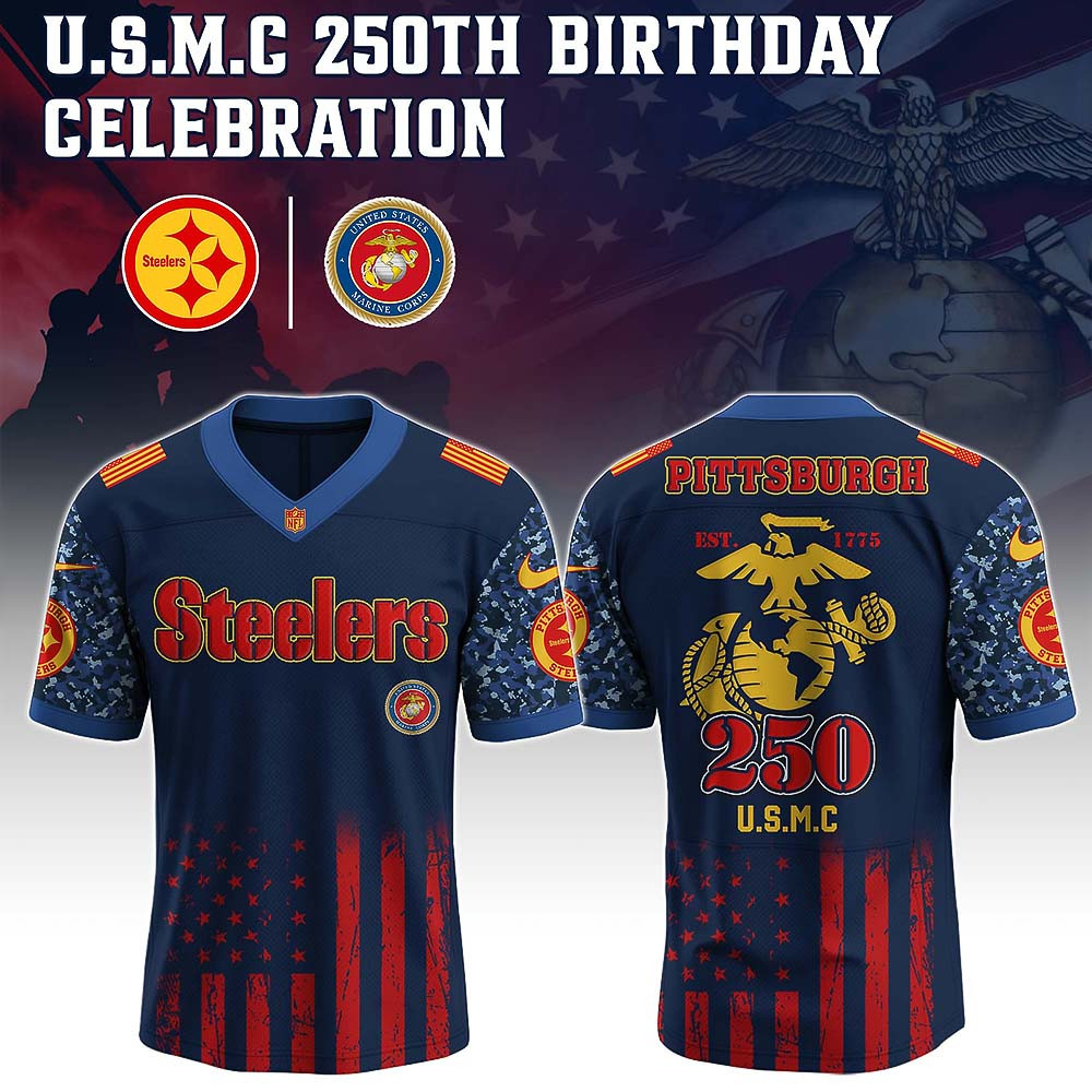 Steelers US USMC 250th Birthday Jersey Football Themed Gifts