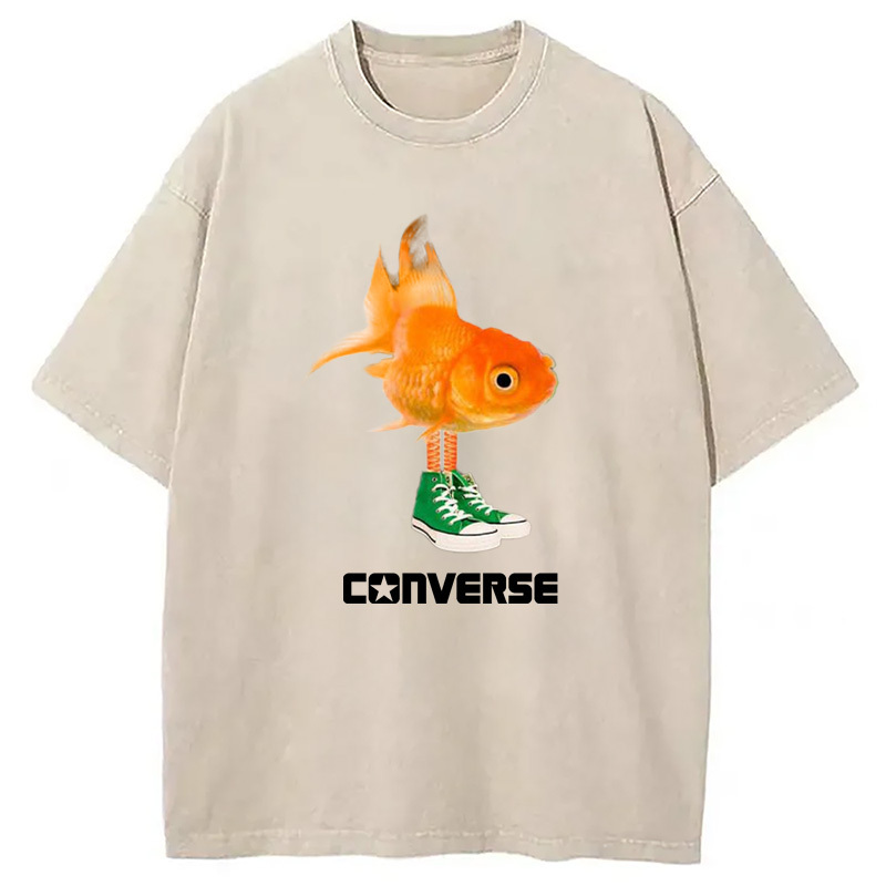 Steeve Fish Meme Washed T-Shirt Minimal Retro Graphic Clothing Gifts For BFF