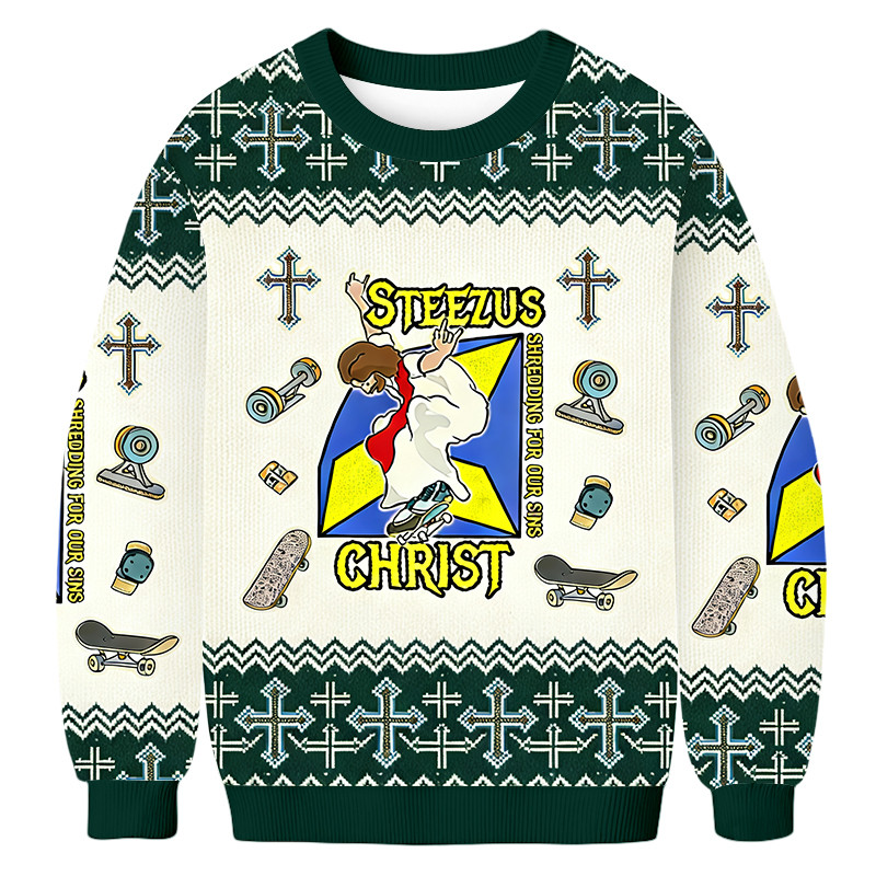Steezus Christ Jesus Ugly Sweater Faith Apparel Christmas Gifts For Christians