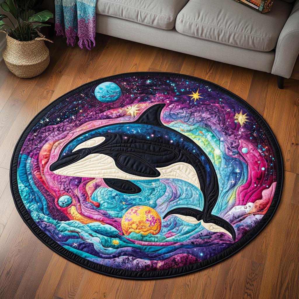Stellar Orca Quilted Round Mat Outdoor Entryway Decor Grea Best Gifts For Whale Lovers