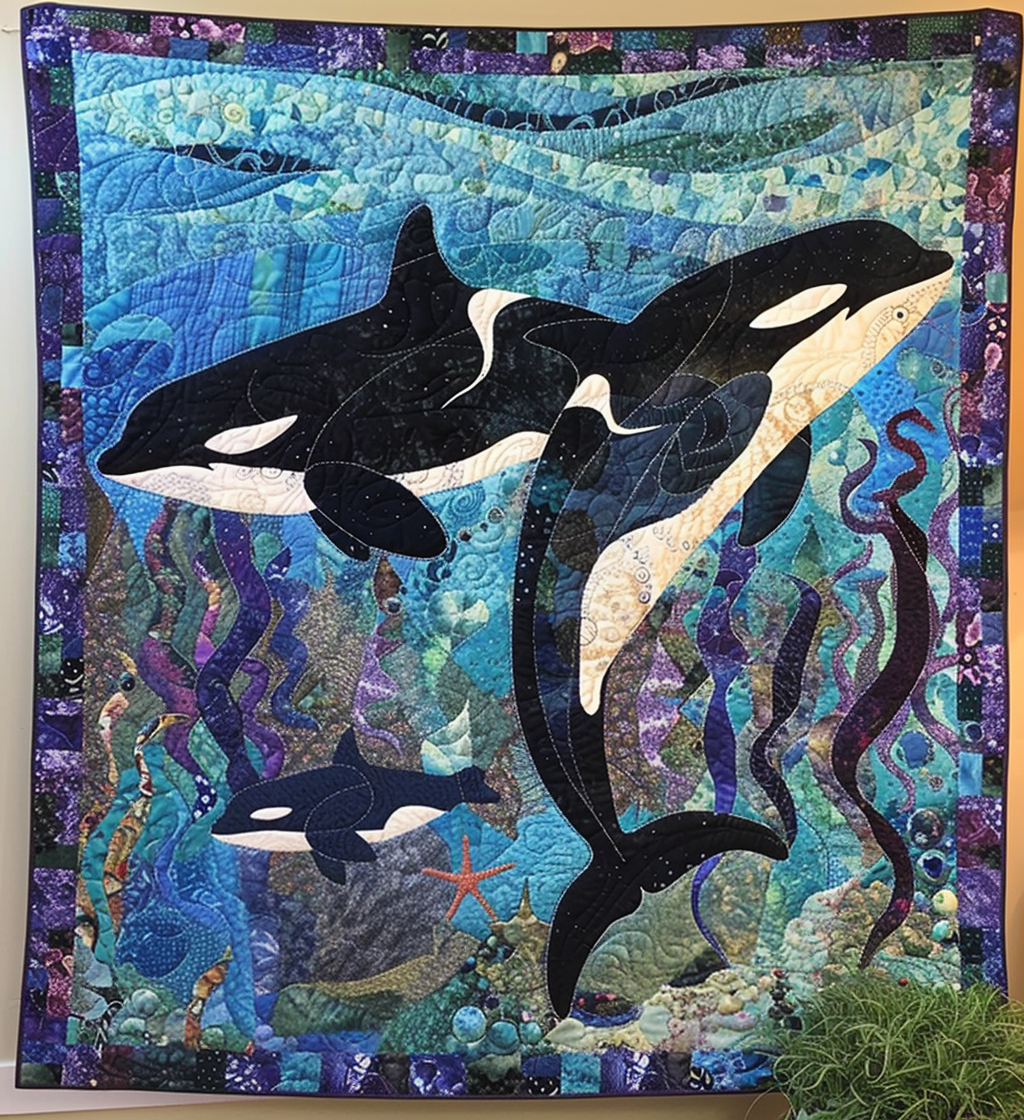 Stellar Sea Journey Quilted Blanket Whale Gifts For Adults