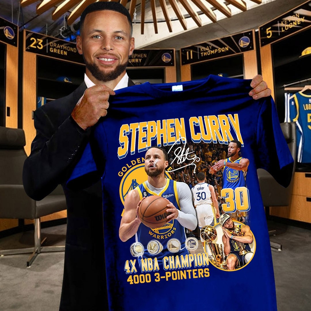 Stephen Curry 4X NBA Champion 4000 3-Pointers T-Shirt Best Gifts For Steph Curry Fans