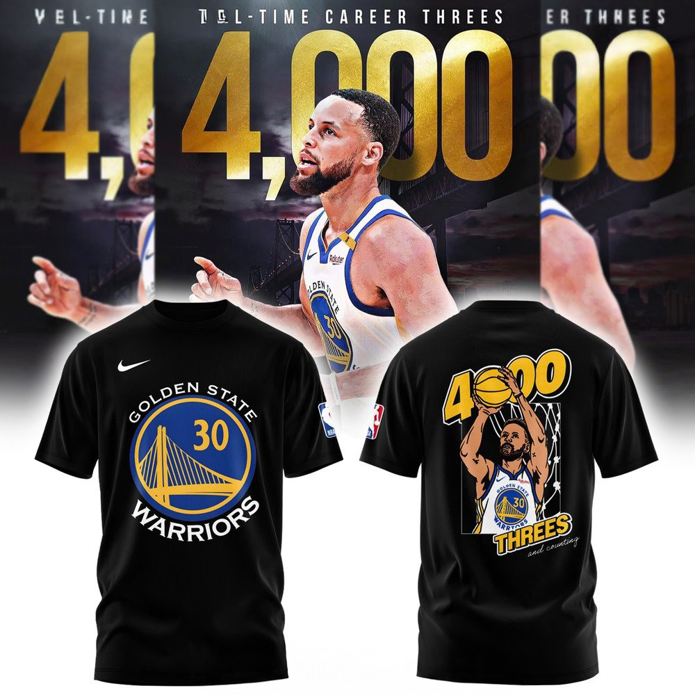 Stephen Curry Golden State Warriors 4,000 Threes And Counting Black T-Shirt Basketball Fan Gift
