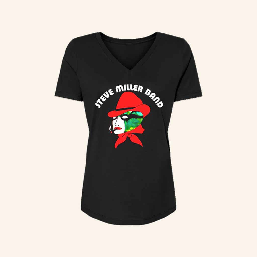 Steve Miller Band Merch Joker 50th Anniversary Red Hat V-Neck Shirt Gifts For Wife Steve Miller Band Merch Joker 50th Anniversary Red Hat V-Neck Shirt Gifts For Wife
