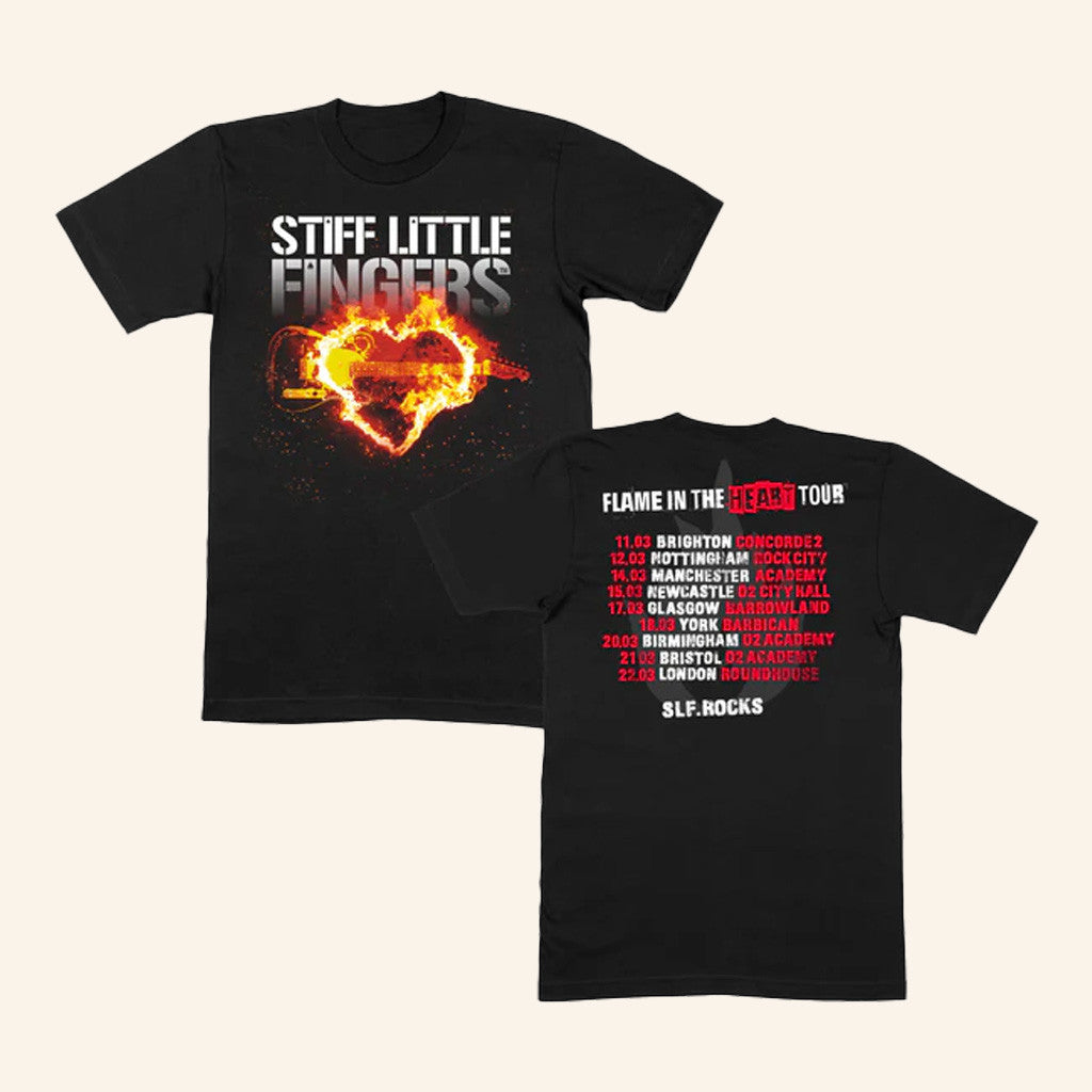 Stiff Little Fingers Merch Flame In The Heart Tour Black T-Shirt Gifts For Dad Stiff Little Fingers Merch Flame In The Heart Tour Black T-Shirt Gifts For Dad
