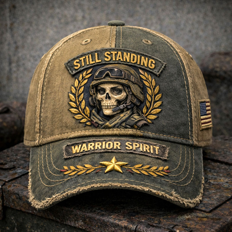 Still Standing Warrior Spirit Veteran Hat Patriotic Skull Baseball Cap Present For Him