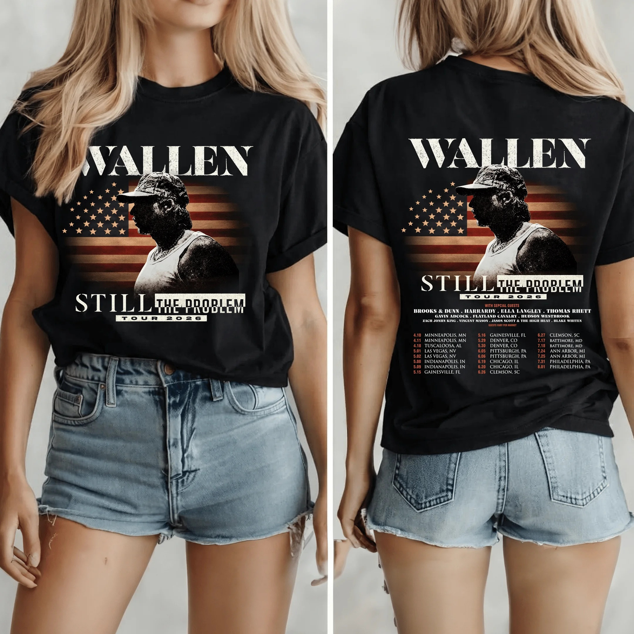 Still The Problem Tour 2026 Morgan Wallen T-Shirt American Flag Morgan Wallen Merch Fans Gift For Her