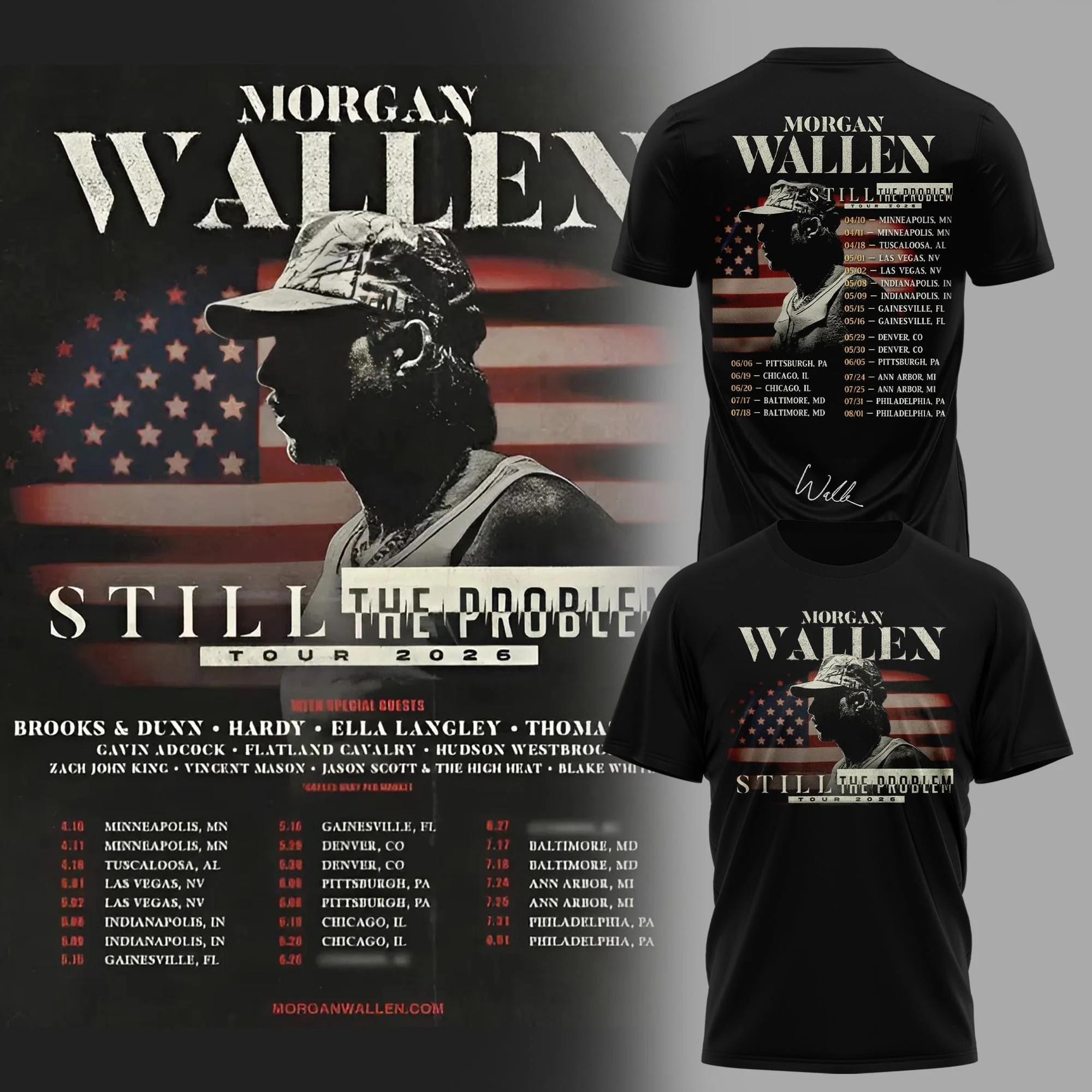 Still The Problem Tour 2026 Morgan Wallen T-Shirt Music Concert Merch Morgan Wallen Fans Present