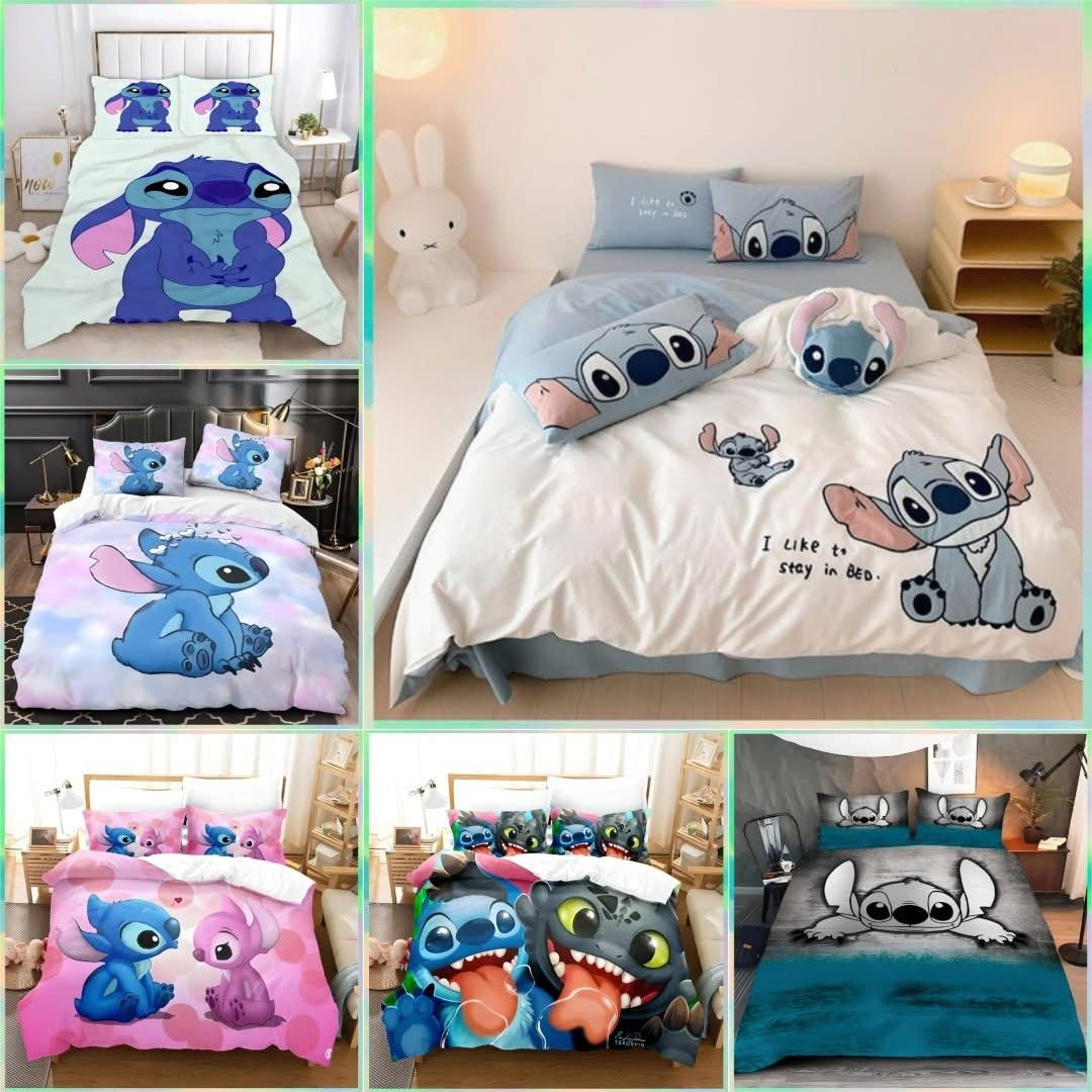 Stitch Bedding Set Cute Disney Duvet Cover Bedspread Merchandise Gifts For Stitch Lovers