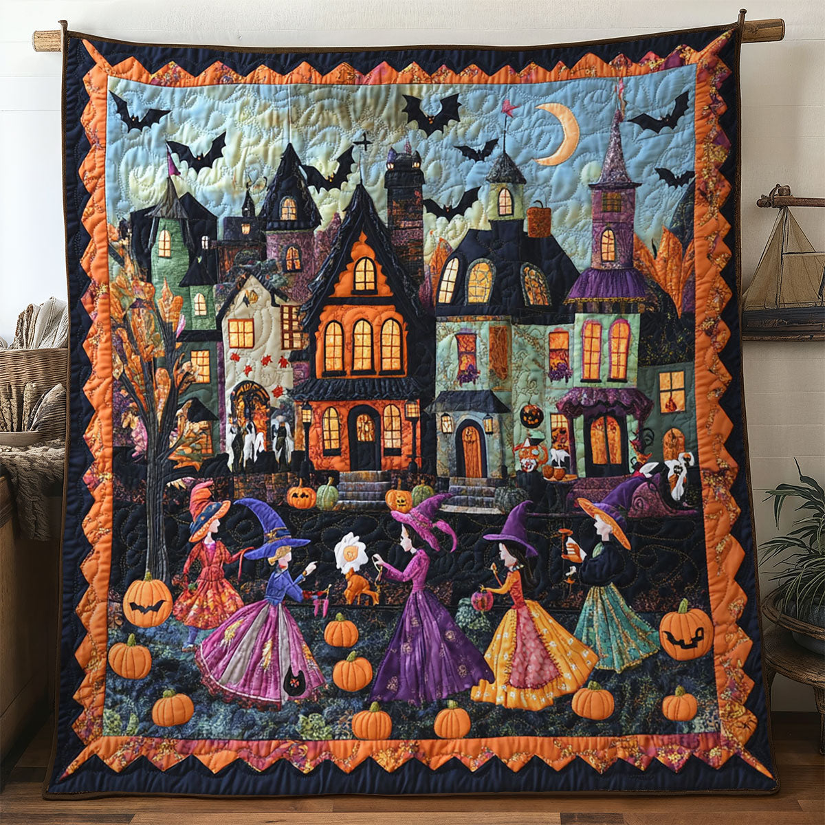 Stitched Castle Quilt Luxury Quilt Blanket Gift for Elegant Interiors