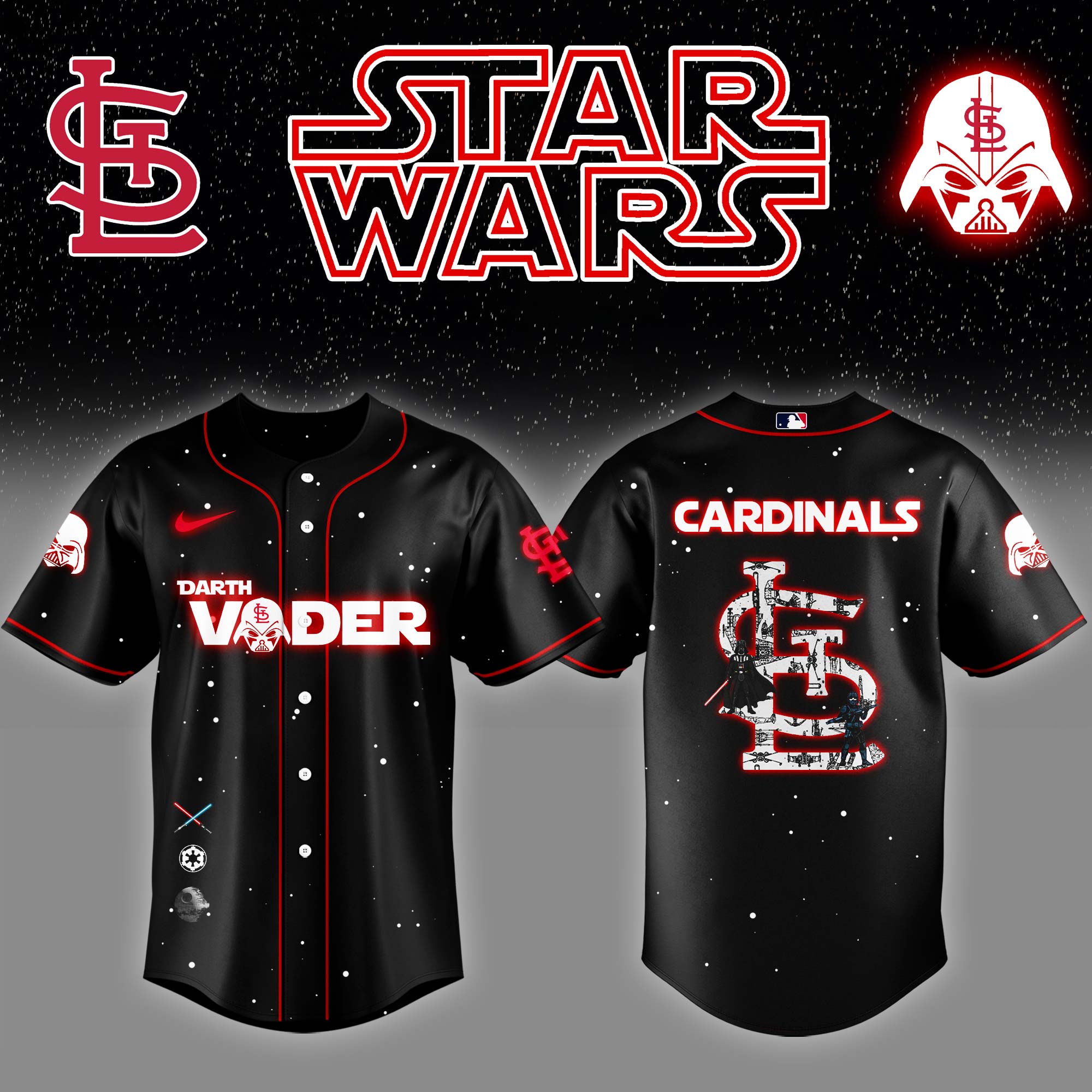 StLouis Cardinals x Stars Wars Darth Vader Night Baseball Jersey Baseball Coach Gift Ideas
