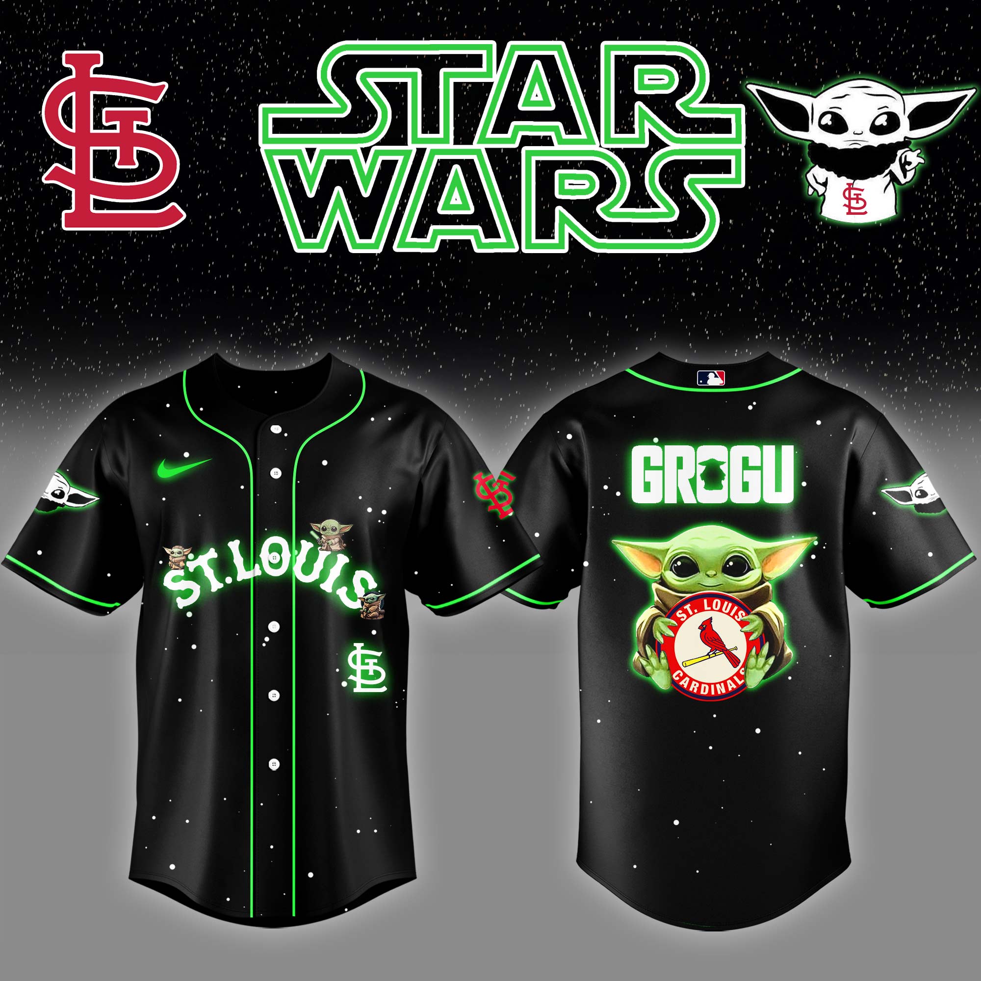 StLouis Cardinals x Stars Wars Grogu Night Baseball Jersey Baseball Gifts