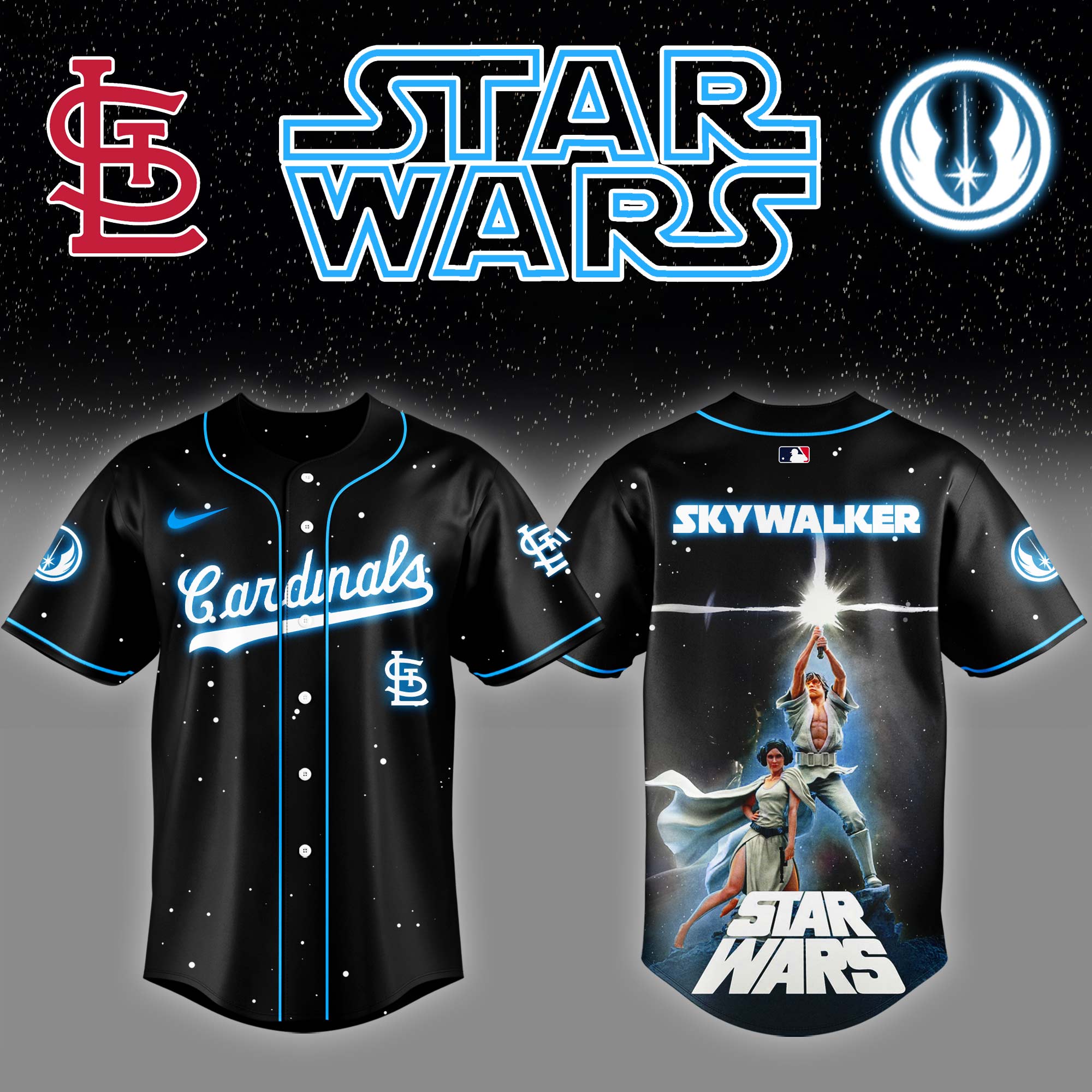 StLouis Cardinals x Stars Wars Luke Skywalker Game Night Baseball Jersey Unique Baseball Gifts