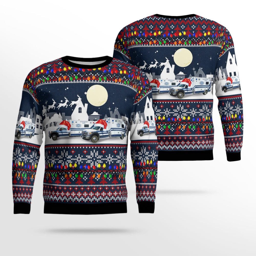 Stockton Ambulance Service Stockton Illinois Christmas AOP Ugly Sweater Unisex Christmas Gift