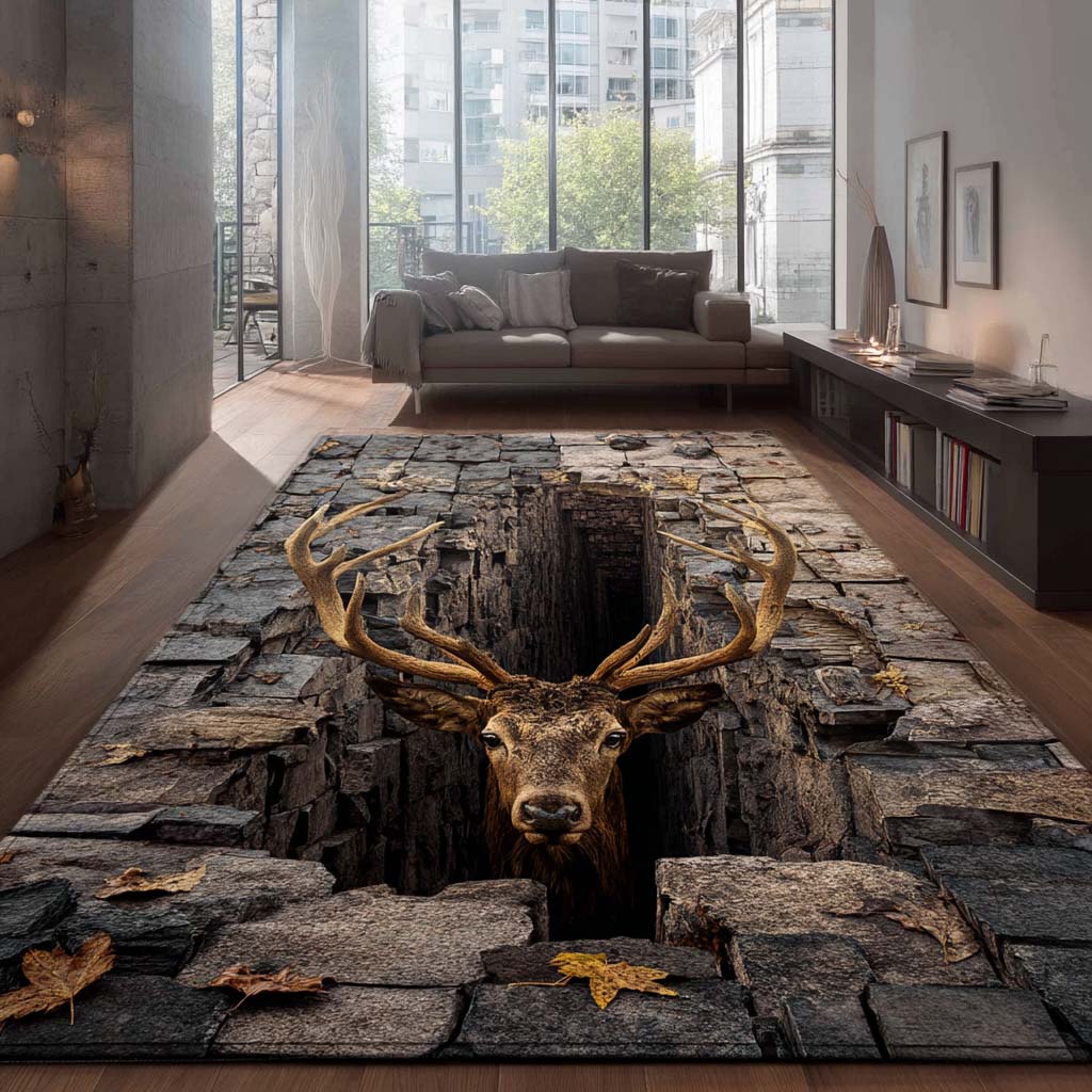 Stone Cave Deer Area Rug Washable Rugs Mother In Law Christmas Gift