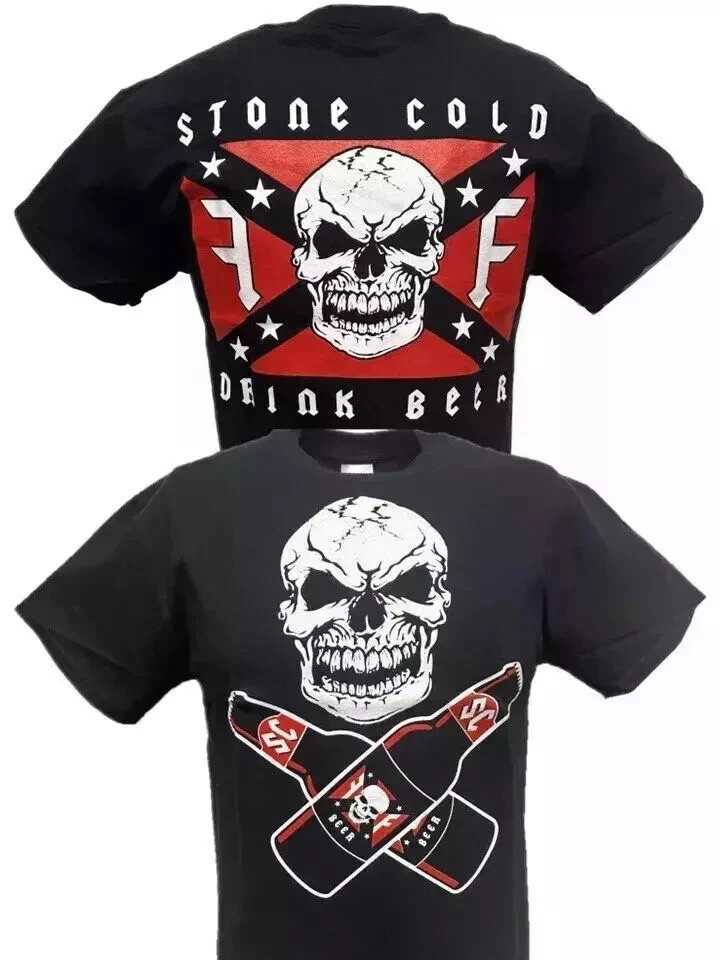 Stone Cold Steve Austin Drink Beer Skull Flag T-shirt Gifts For Dad
