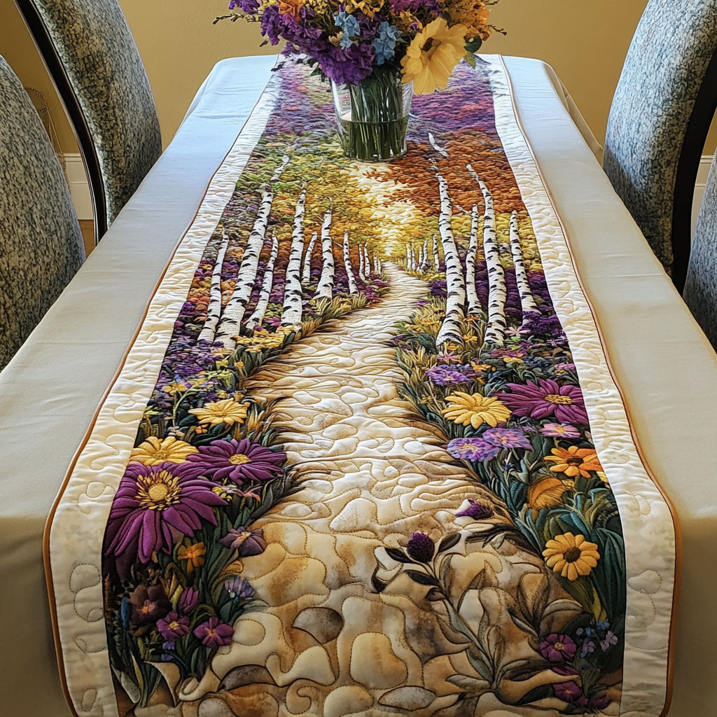 Stone Petal Lane Quilted Table Runner Dining Table Decor Unique Gifts For Nature Lovers