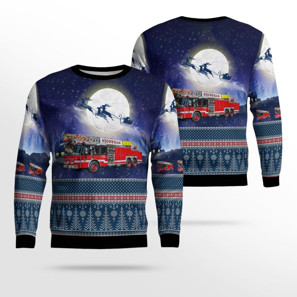 Stoneham Fire Department Stoneham Massachusetts Christmas AOP Ugly Sweater Unisex Christmas Gift