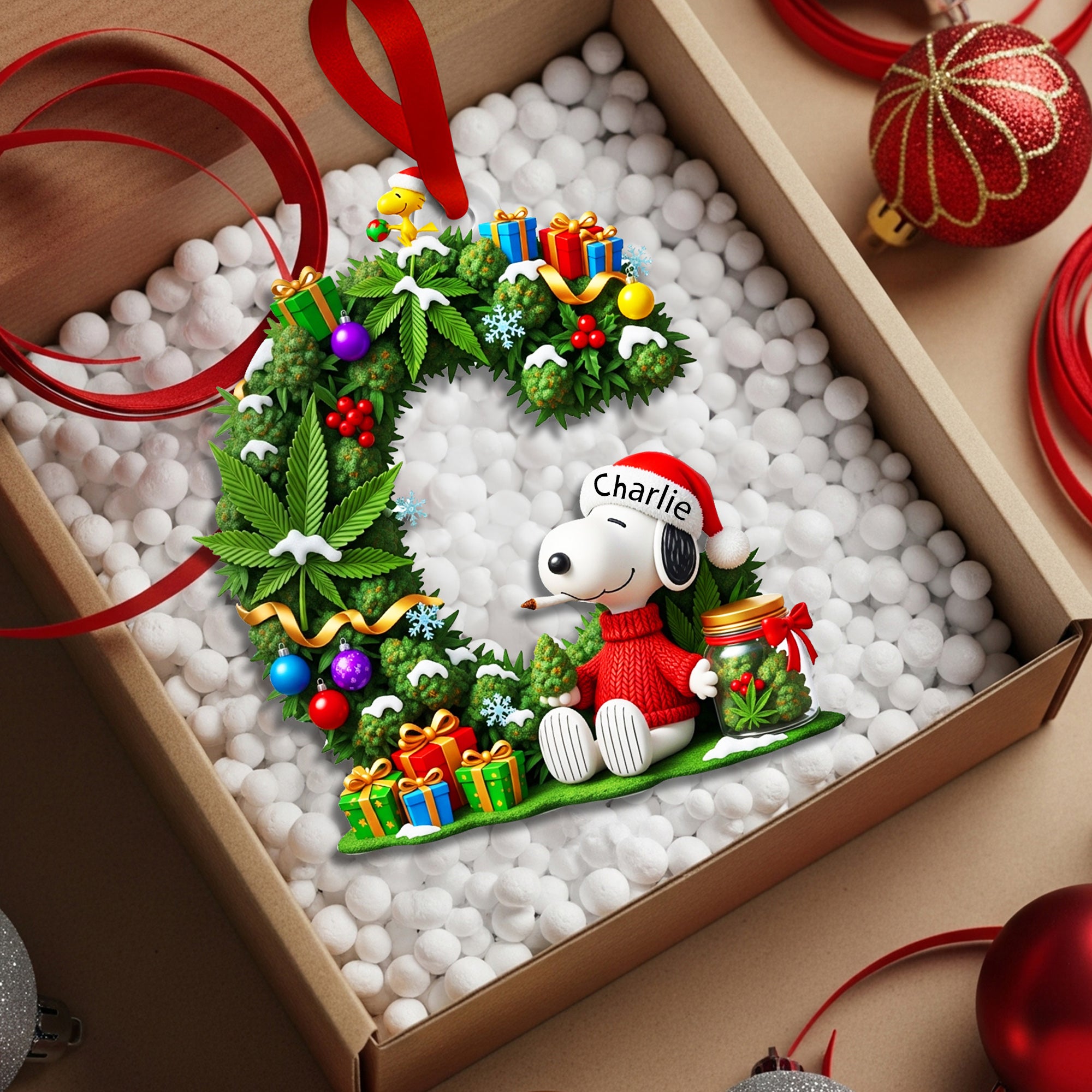 Stoner Puppy Alphabet Ornament - Personalized Christmas Gifts For Stoners - Festive Holiday Keepsake Gift Stoner Puppy Alphabet Ornament - Personalized Christmas Gifts For Stoners - Festive Holiday Keepsake Gift