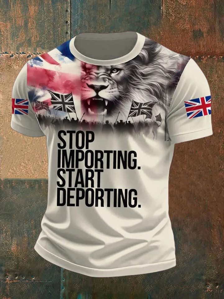 Stop Importing Start Deporting Shirt British Flag T-Shirt Gitfs For Veterans