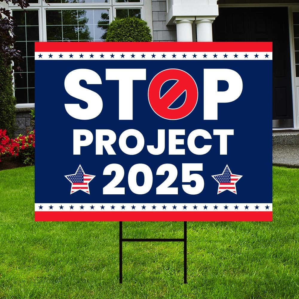 Stop Project 2025 Yard Sign Vote Democrat Lawn Sign Outdoor Decor