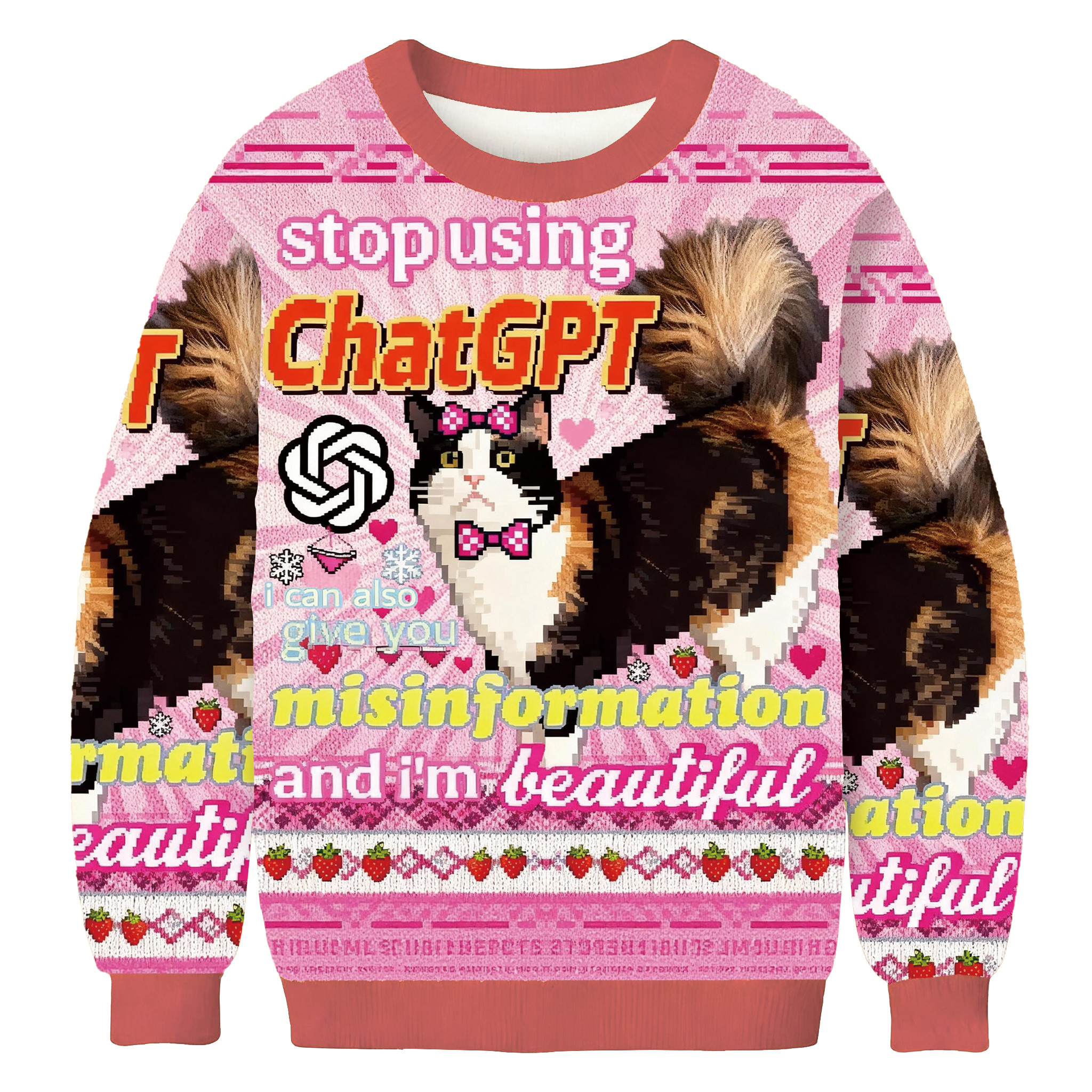 Stop Using Chatgpt Christmas Ugly Sweater Christmas Apparel Xmas Gifts For Girlfriend