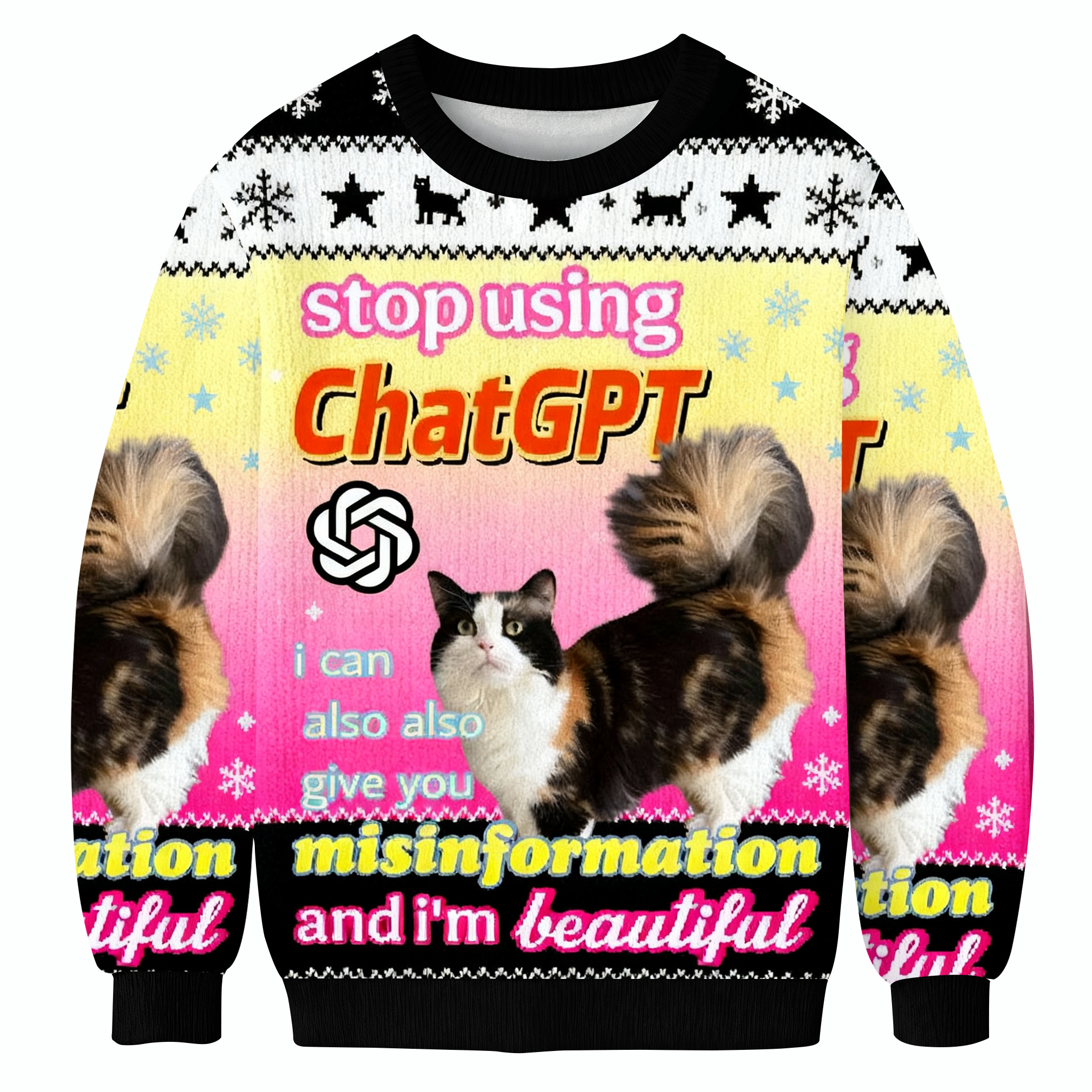 Stop Using Chatgpt Christmas Ugly Sweater Funny Christmas Sweater Cool Xmas Gifts