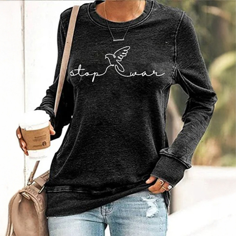 Stop War Bird Graphic Sweatshirt No War Apparel Best Present For Protesters