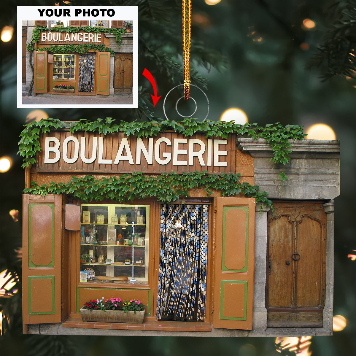 Storefront Glow Personalized Photo Mica Ornament Christmas Gift For Family Members