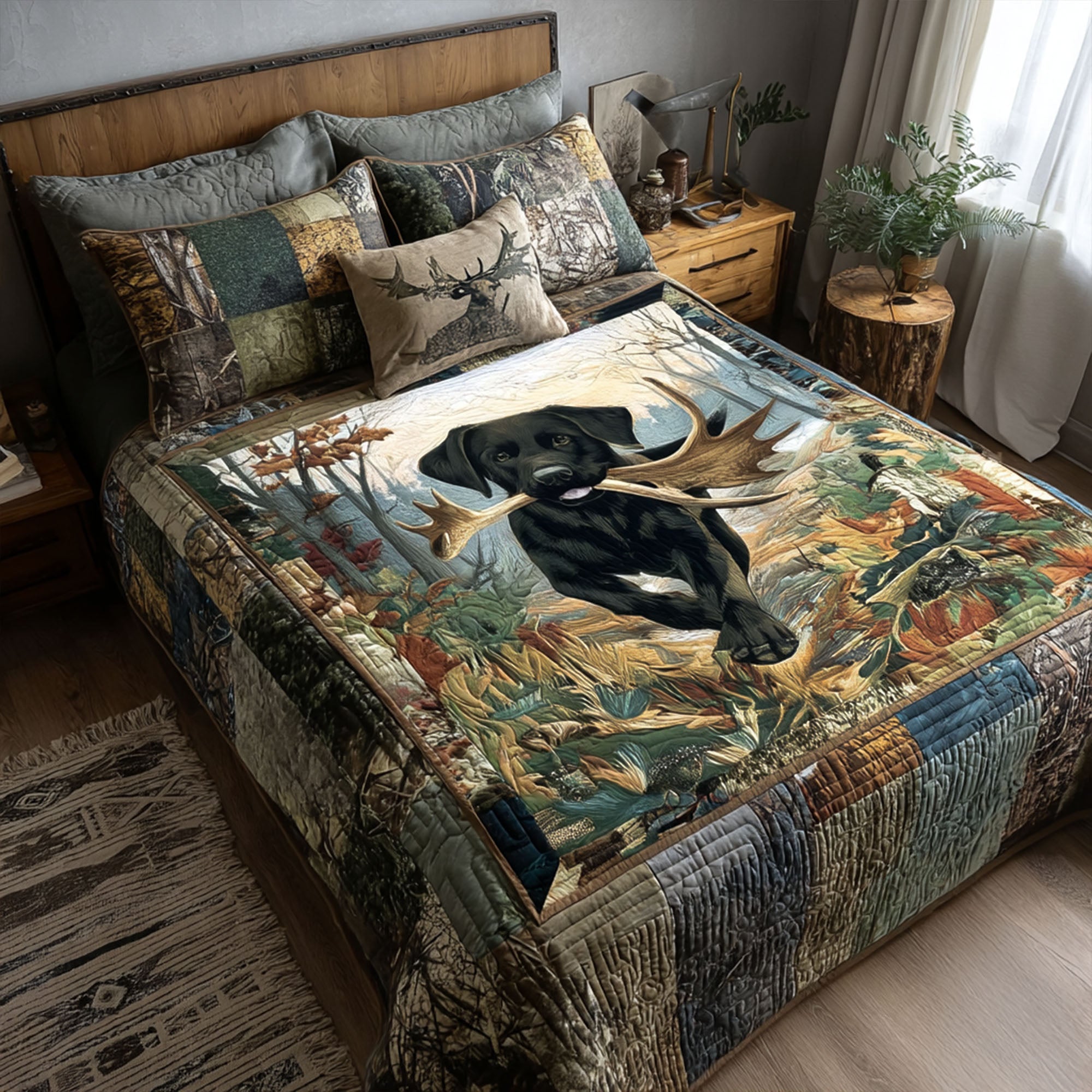 Storm Chaser Quilted Bedding Set Bed Room Decoration Gifts For Labrador Retriever Lovers