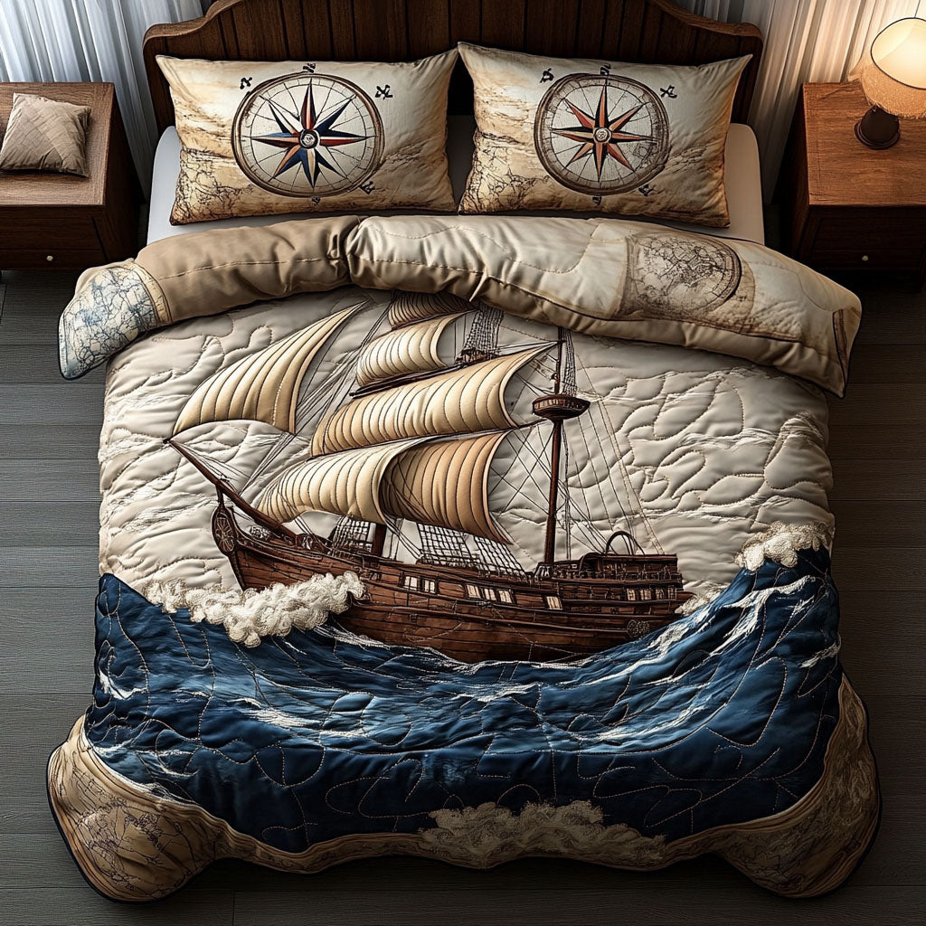Storm Fury Quilted Bedding Set Bed Decorations Sailboat Themed Gifts