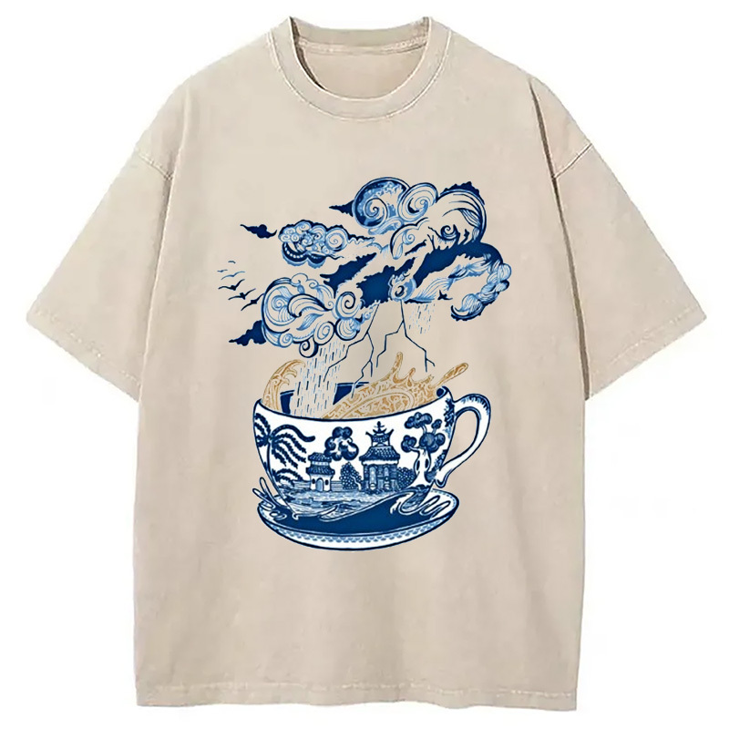 Storm In A Teacup Washed T-Shirt Trendy Everyday Casual Outfit Gifts For Her