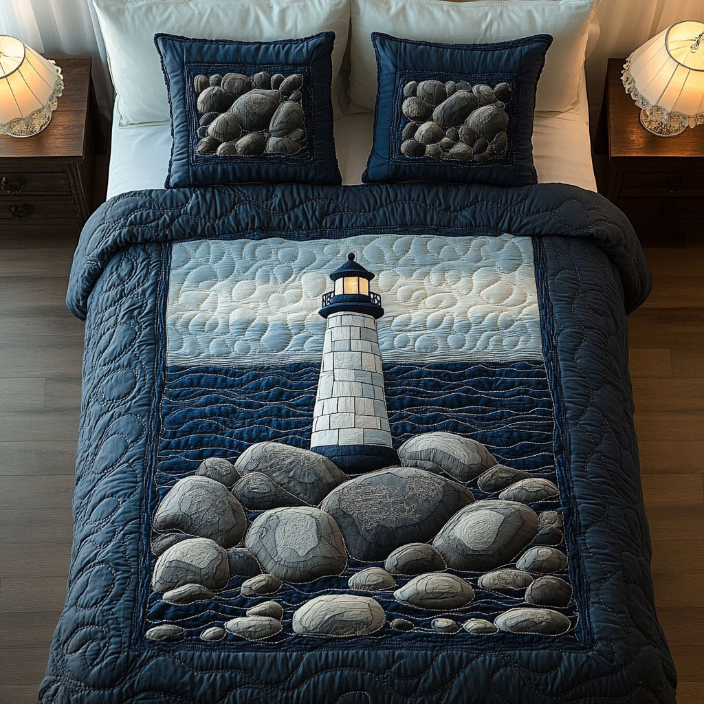 Stormy Coast Quilted Bedding Set Bedroom Decor Best Lighthouse Gifts