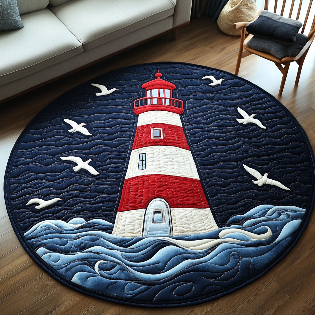 Stormy Path Quilted Round Mat Door Entrance Decor Lighthouse Gifts For Her
