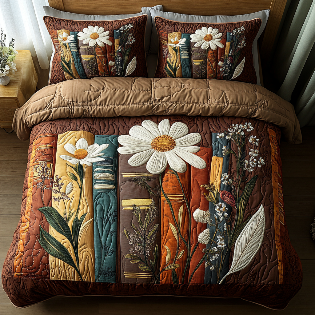 Story Bloom Quilted Bedding Set Bed Room Decoration Gifts For Readers