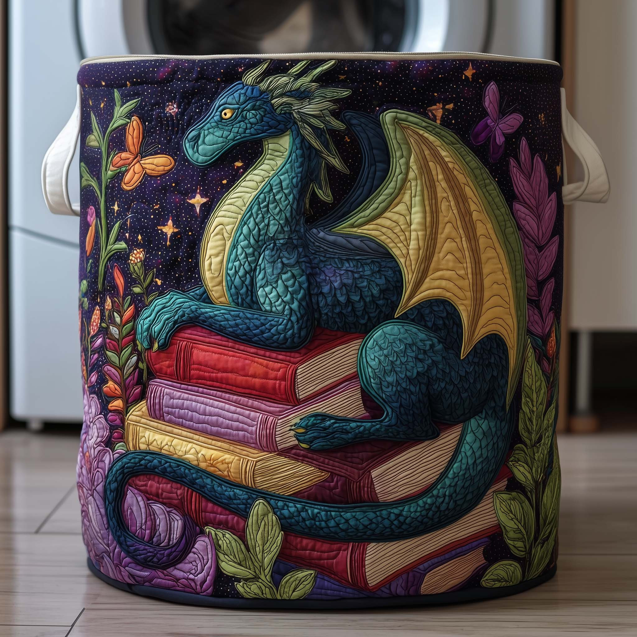 Story Dragon Quilted Laundry Basket Book Themed Laundry Room Decor Dragon Gift Ideas