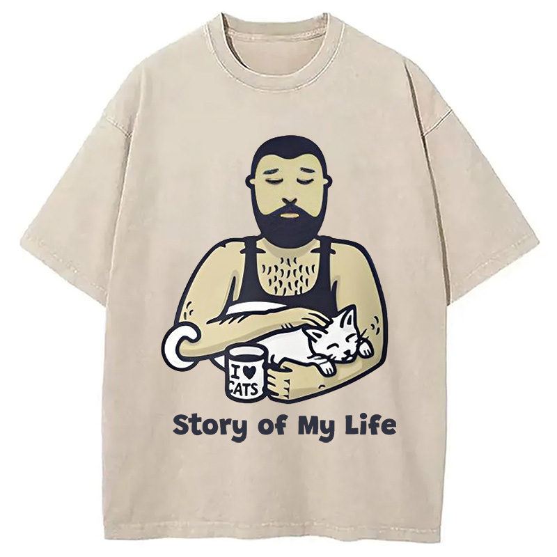 Story of My Life Washed T-Shirt Trendy Everyday Casual Outfit Gifts For Besties