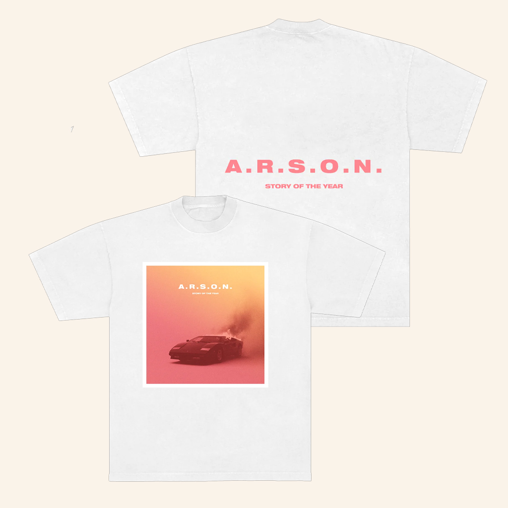 Story Of The Year Merch ARSON Album White T-Shirt Christmas Gifts For Rock Lovers Story Of The Year Merch ARSON Album White T-Shirt Christmas Gifts For Rock Lovers