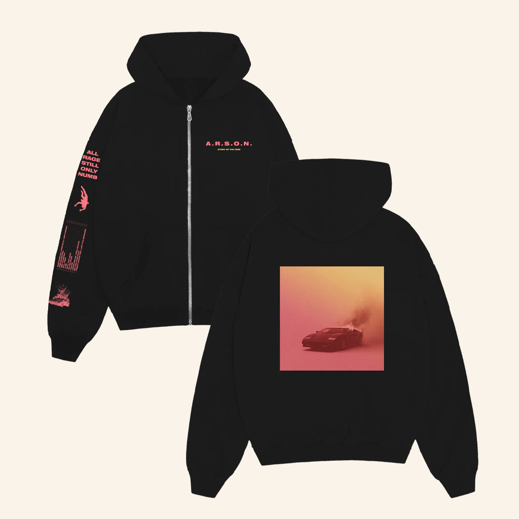 Story Of The Year Merch ARSON Zip Up Hoodie Christmas Presents For Rock Fans