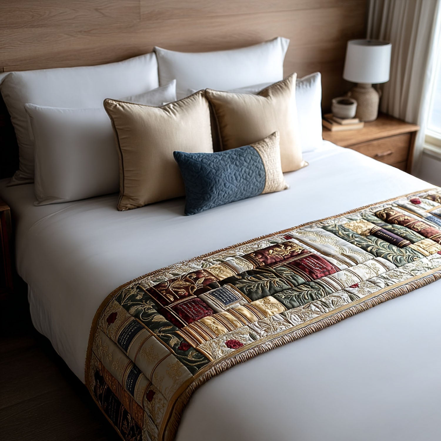 Storybook Sanctuary Quilted Bed Runner Bed Decor Christmas Presents For Book Lovers