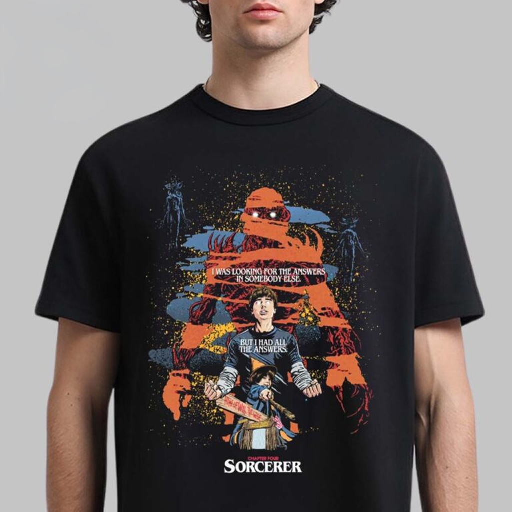 Stranger Things 5 Chapter Four Sorcerer Art By Butcher Billy I Was Looking For The Answers In Somebody Else T-Shirt Stranger Things 5 Chapter Four Sorcerer Art By Butcher Billy I Was Looking For The Answers In Somebody Else T-Shirt