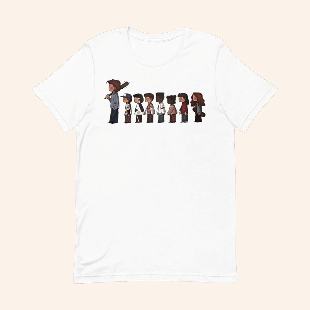 Stranger Things 5 Characters Cartoon T-Shirt Stranger Things Merch Gifts For Brothers
