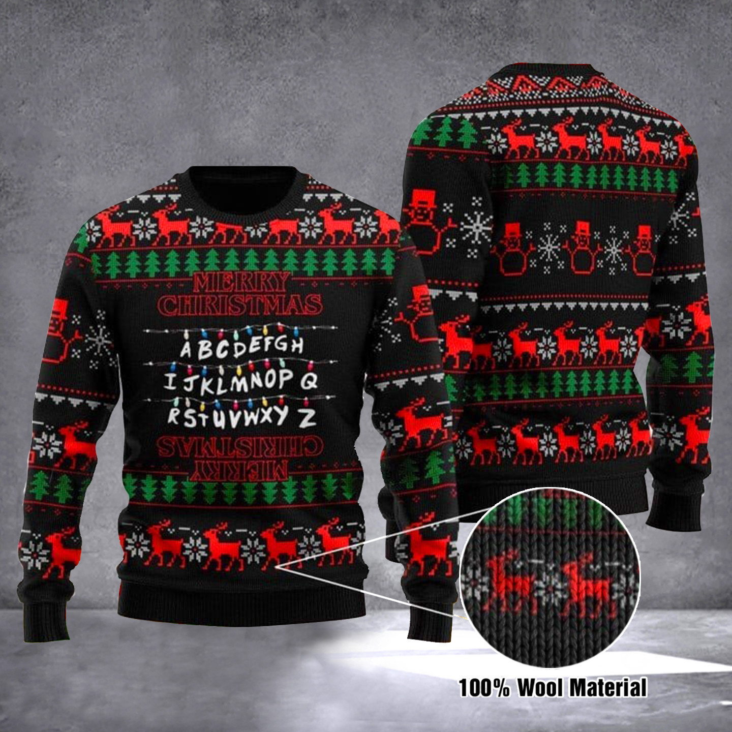 Stranger Things Alphabet Ugly Christmas Sweater Cool Stranger Things Merch For Fan